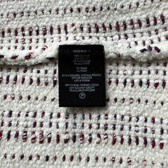 Theory Size L Beige Red Black Galinne Speckled Boucle Cropped Knit Jacket - Picture 7 of 12